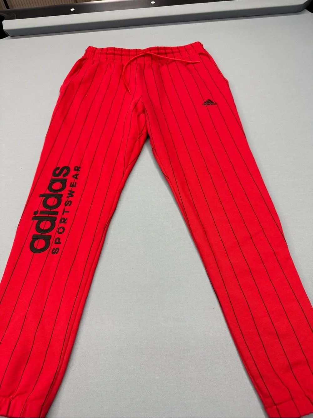 adidas Red Pinstripe Leggings with Black Logo